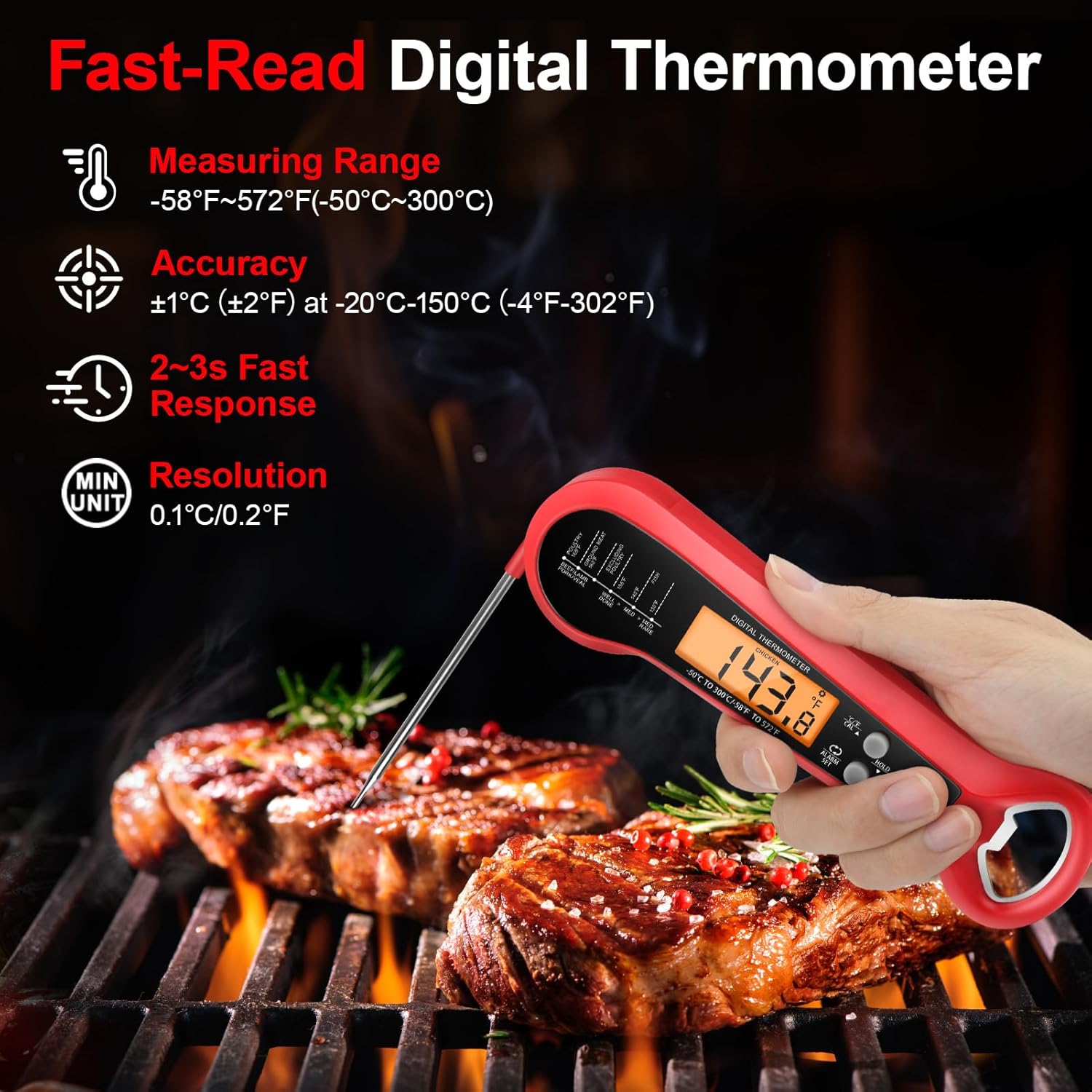 Meat Thermometer - Professional Digital Meat Thermometer Waterproof with