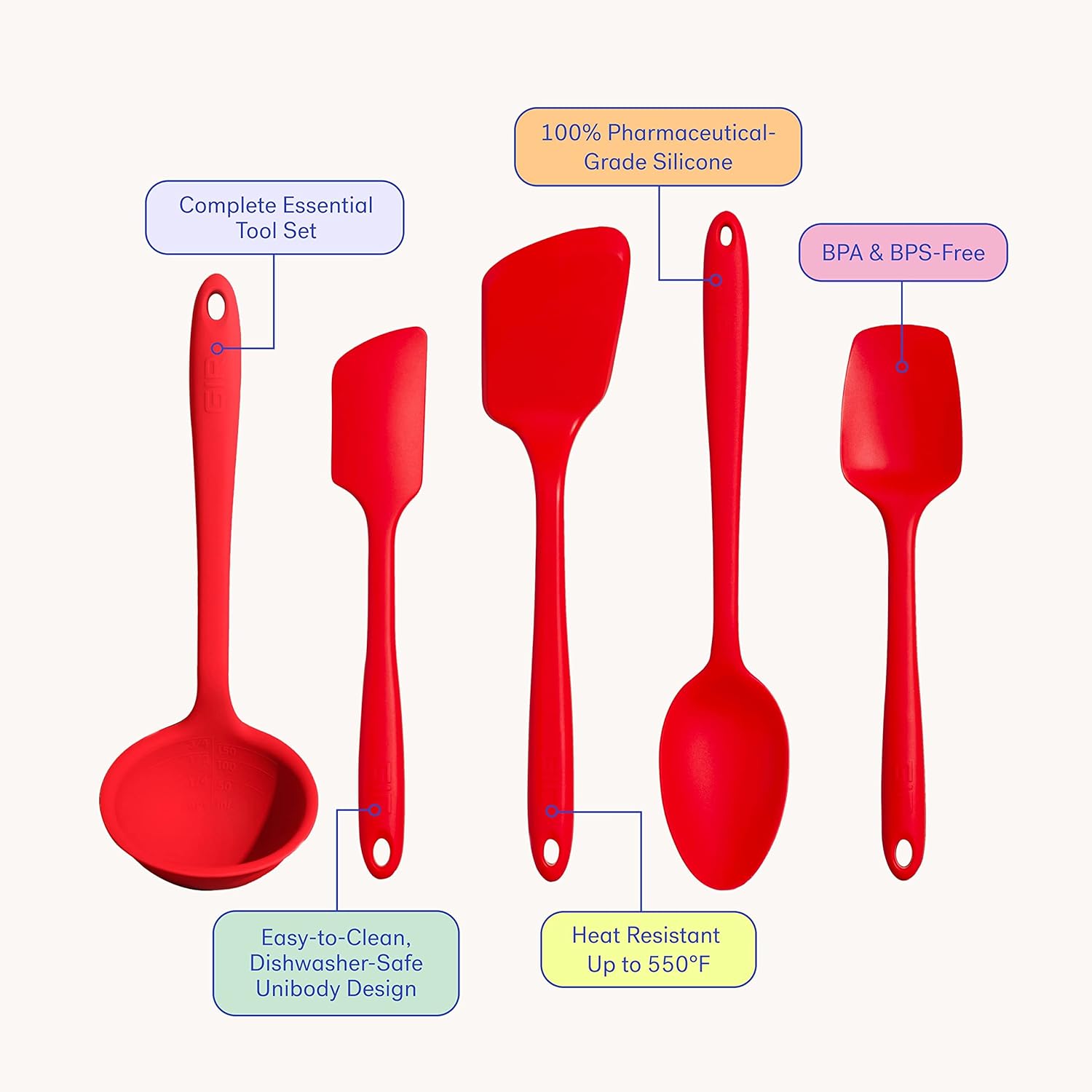 5-Piece Silicone Kitchen Utens - Silicone Spatula Set ulasan dan harga