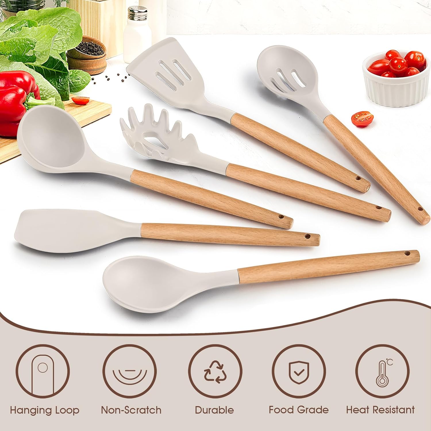 6-Piece Silicone Kitchen Utens - Silicone Spatula Set ulasan dan harga
