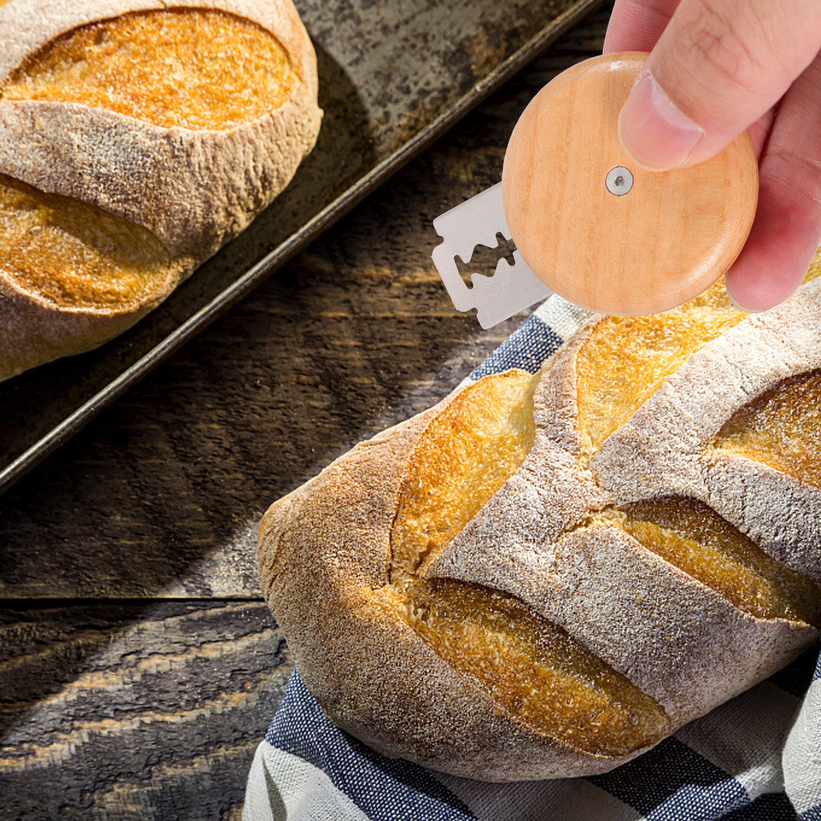 Bread Knife Set Wood Slicer St - Kitchen Gadgets Baking ulasan dan harga