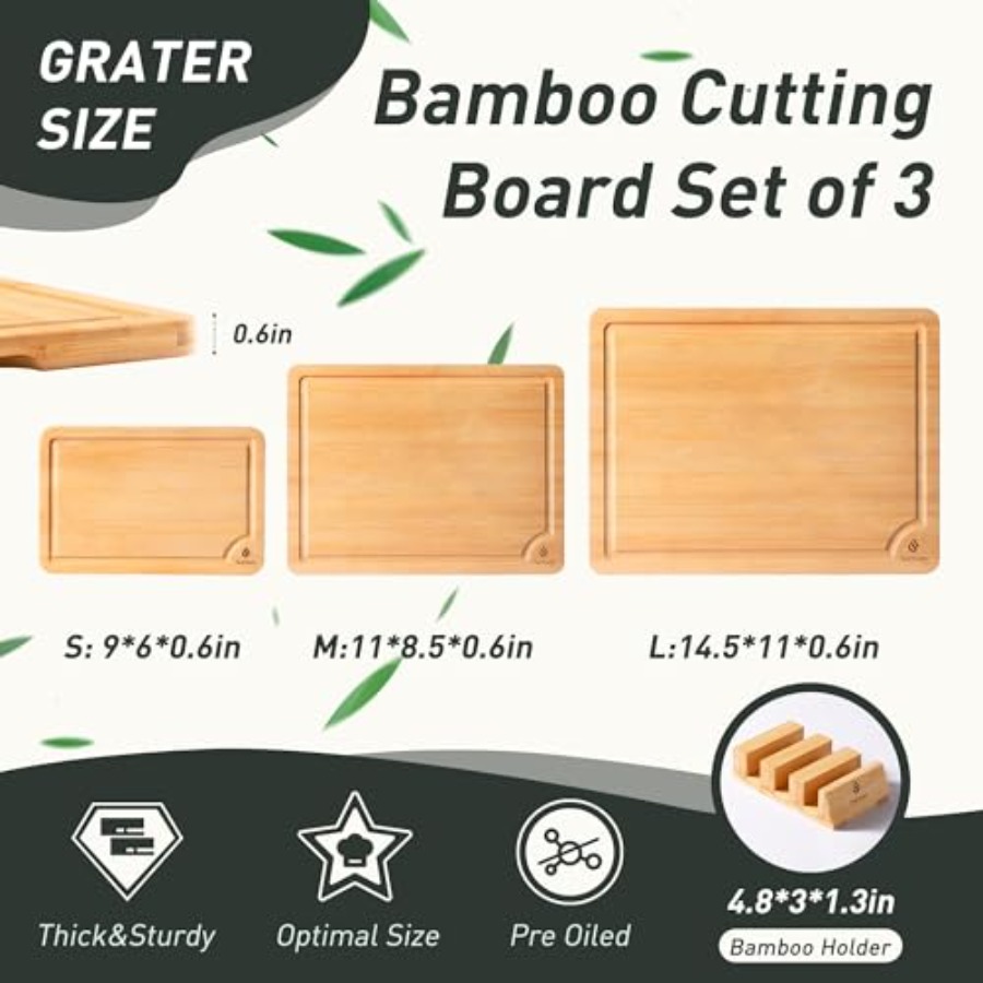 Bamboo Cutting Board Set Non S - Kitchen Gadgets You Must Have ulasan dan harga